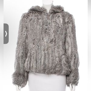 Yves Salomon fur coat hoodie size 38 FR fits like M USA